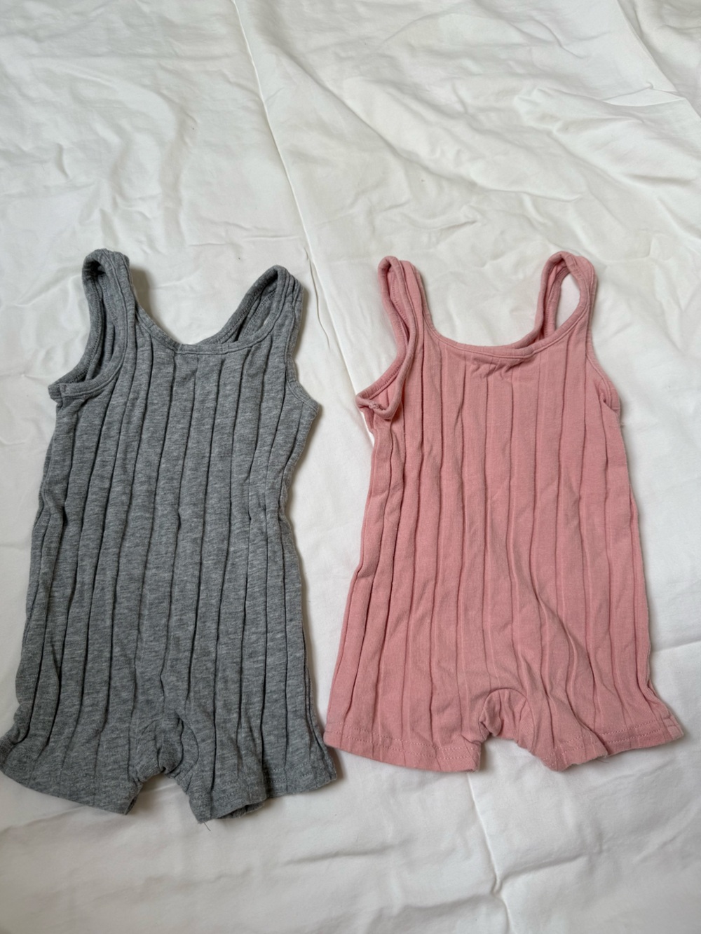 Ribbed Romper - Pink & Gray